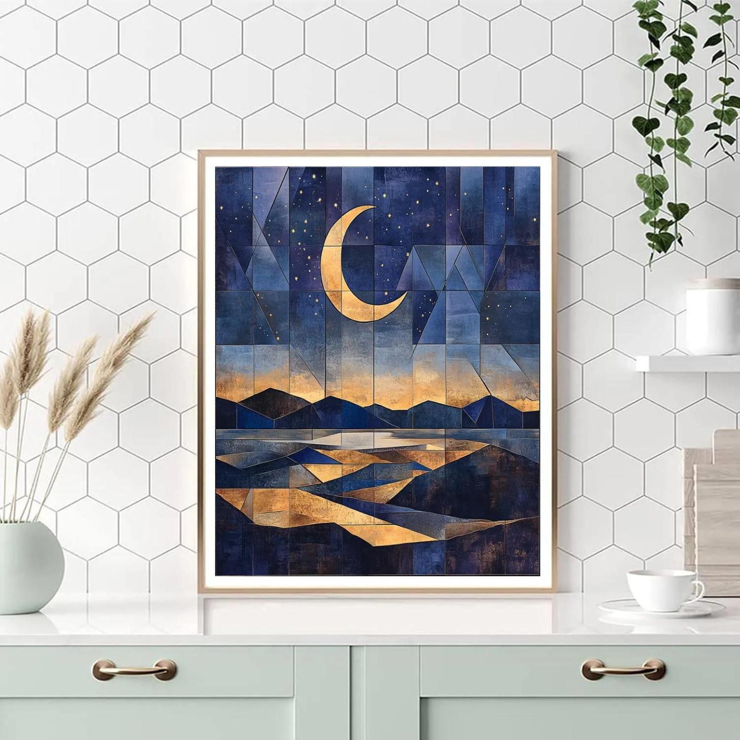 Pablo Picasso Inspired Cubist Nocturnal Landscape painting number kit