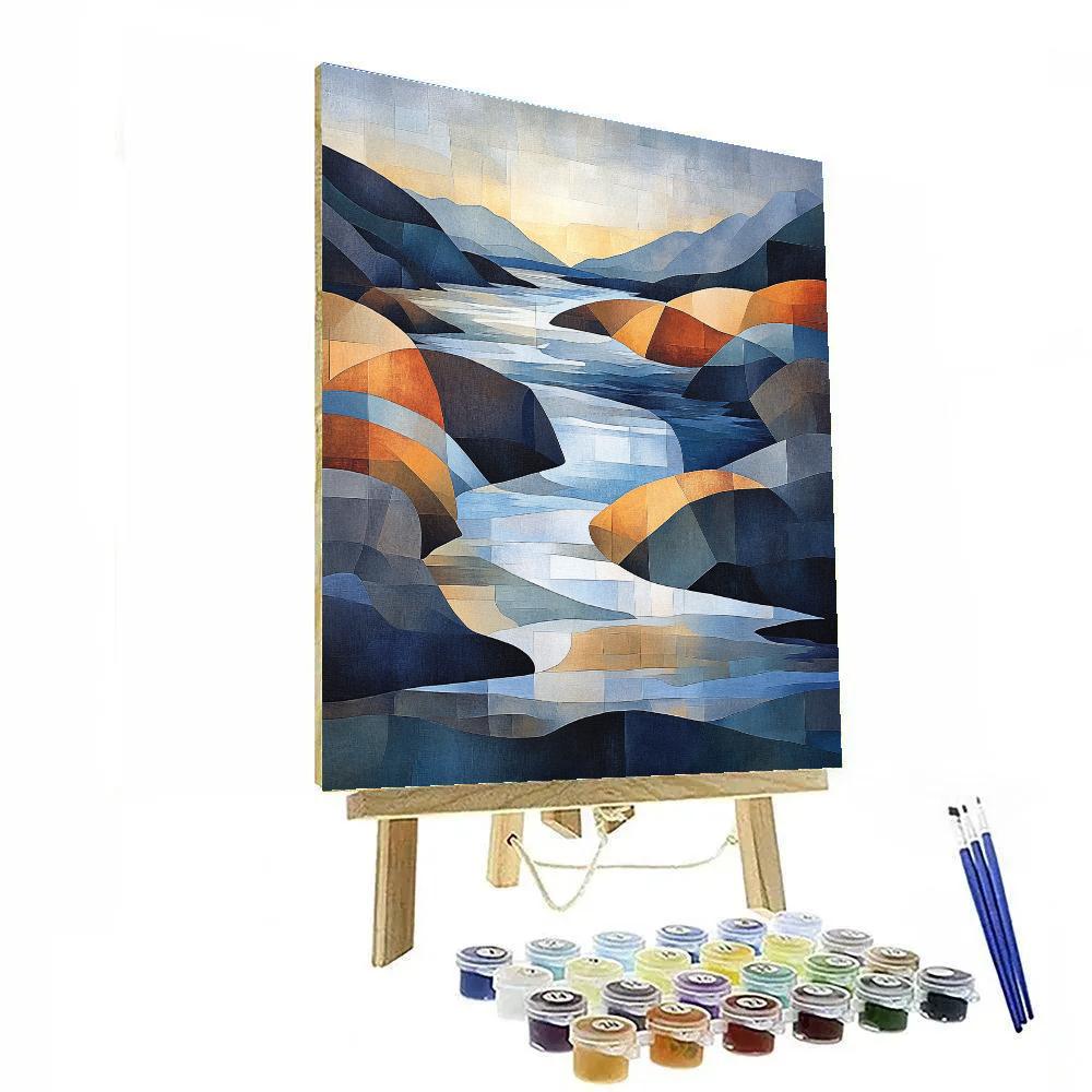 Pablo Picasso Inspired Cubist Abstracted River Landscape painting number kit