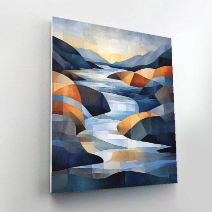 Pablo Picasso Inspired Cubist Abstracted River Landscape painting number kit