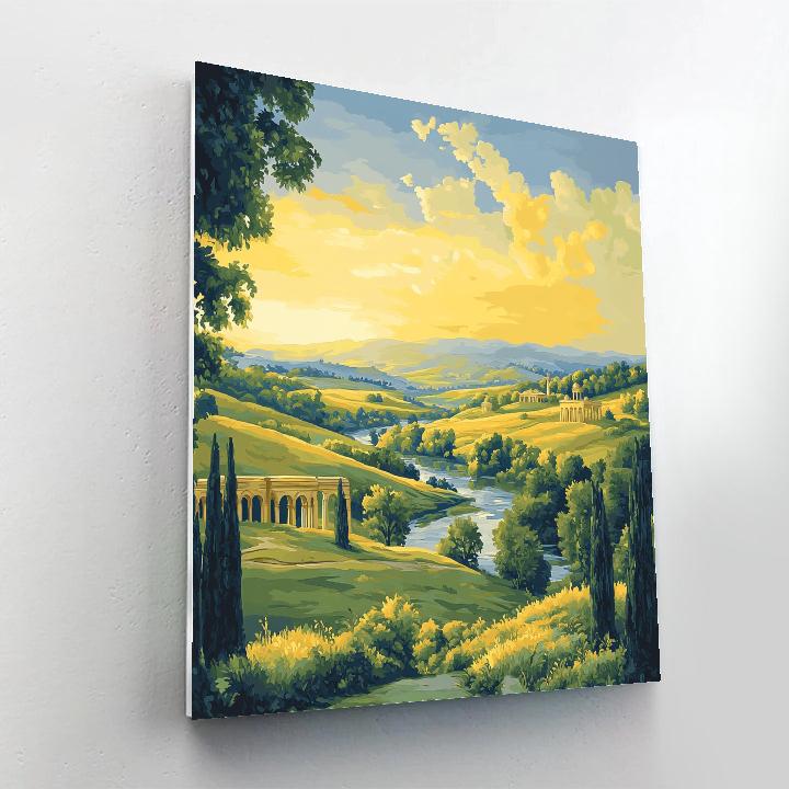 Raphael Inspired Luminous Renaissance Countryside Landscape DIY paint by numbers
