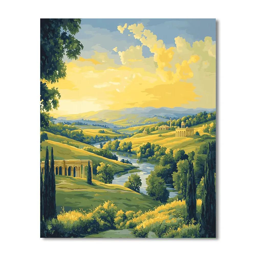 Raphael Inspired Luminous Renaissance Countryside Landscape DIY paint by numbers