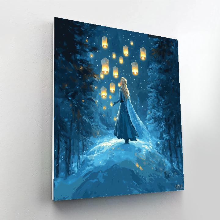 Elsa Winter Lanterns Disney Inspired paint by color