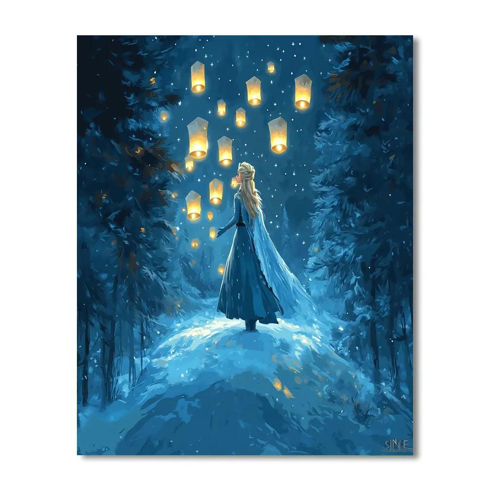 Elsa Winter Lanterns Disney Inspired paint by color