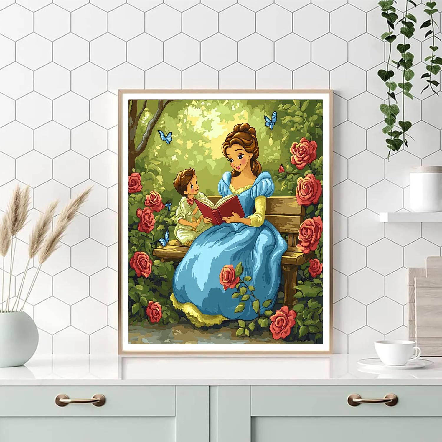 Belle Garden Reading Disney Inspired paint by number