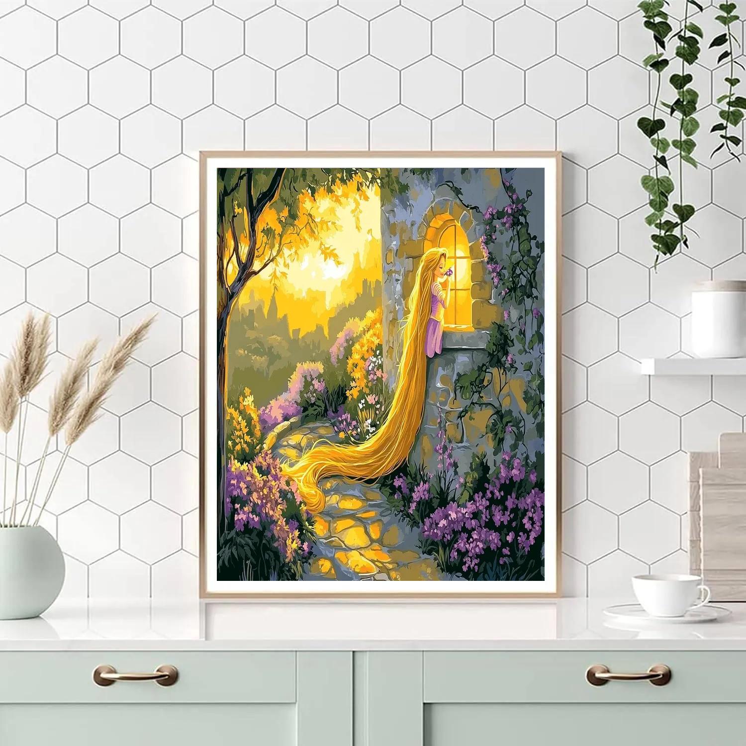 Rapunzel Tower Garden Disney Inspired DIY paint by numbers