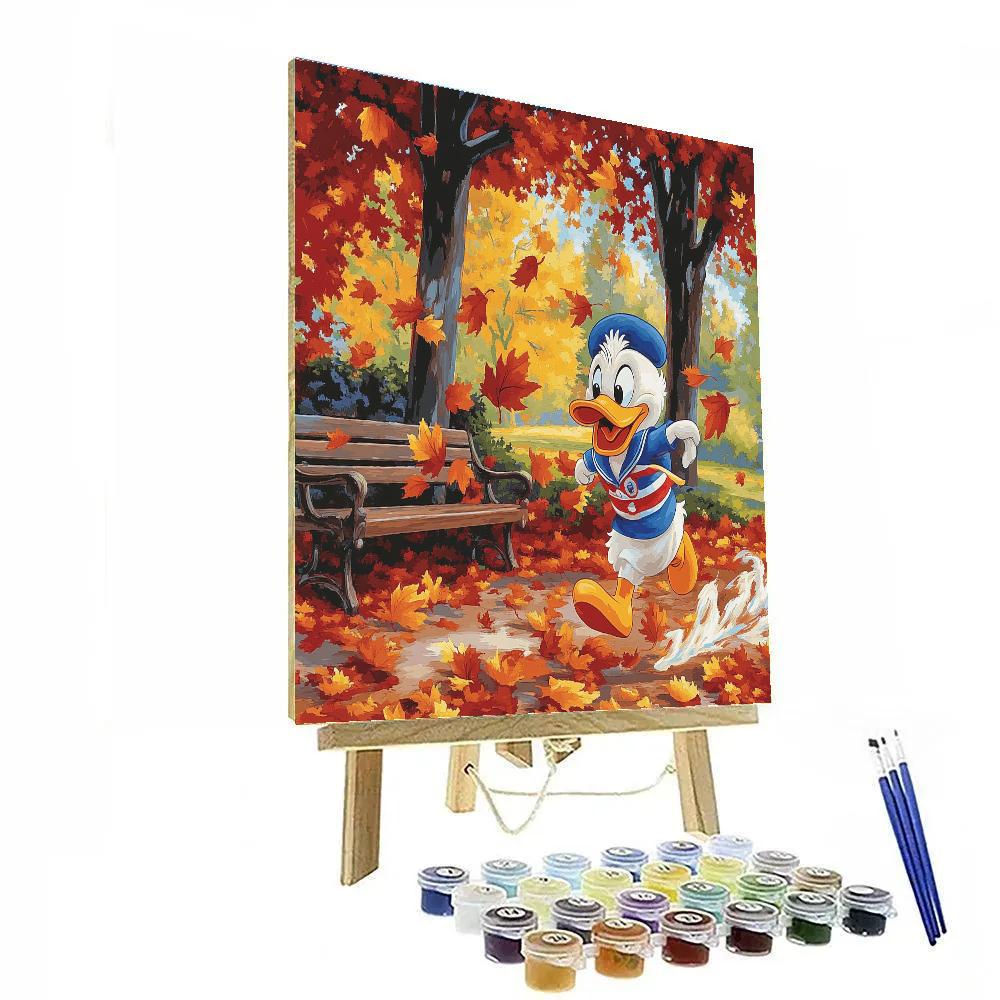 Donald Ducks Autumn Leaf Chase Disney Number painting