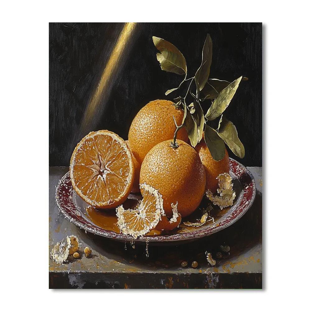 Caravaggio Inspired Overripe Citrus Tableau paint by color