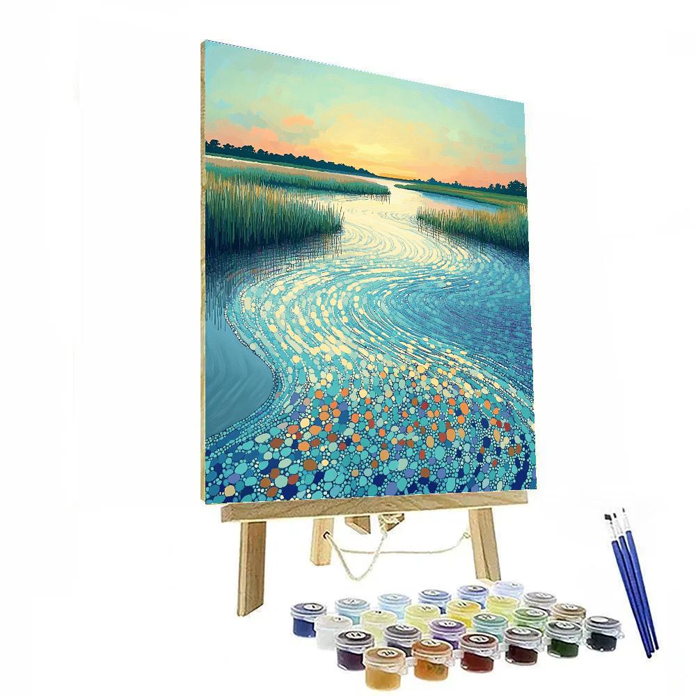 Georges Seurat Inspired Tidal Mirage Landscape DIY paint by numbers