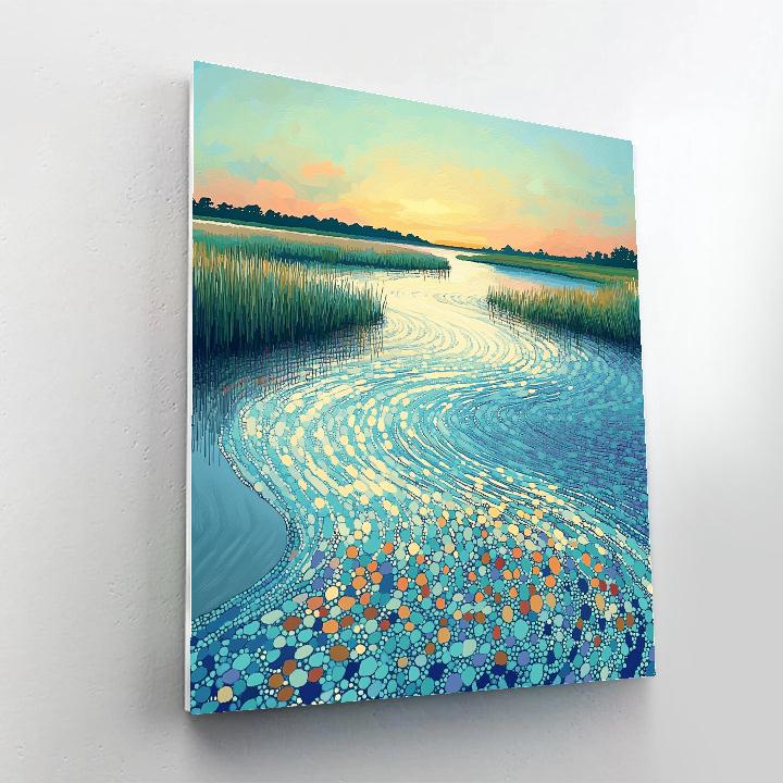 Georges Seurat Inspired Tidal Mirage Landscape DIY paint by numbers