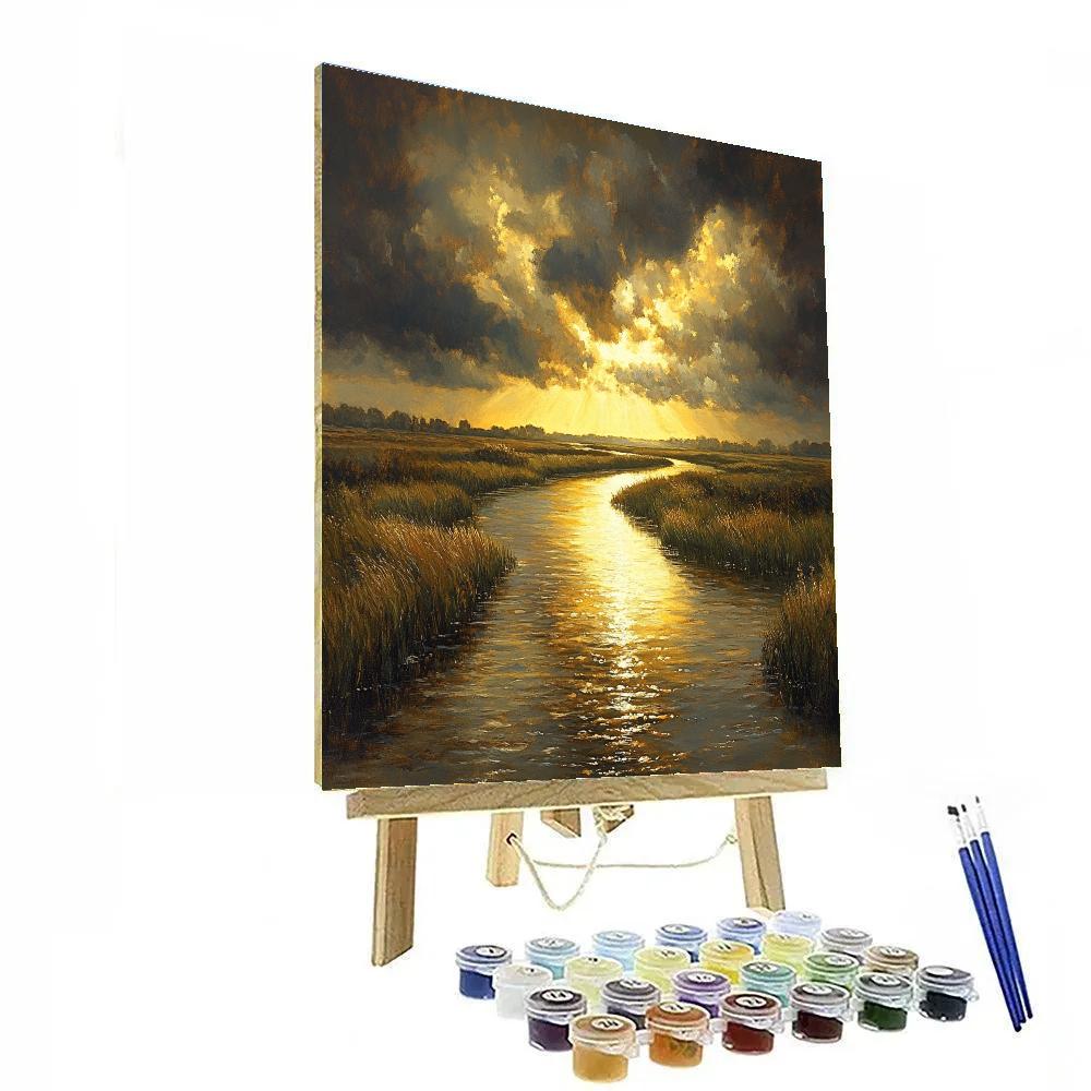 Rembrandt Inspired River Glow Under Moody Skies Painting by numbers kit