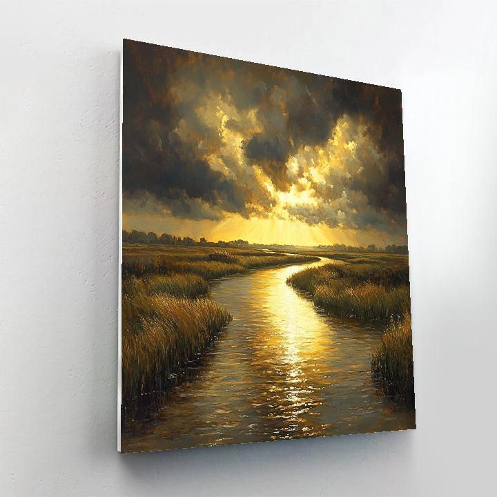 Rembrandt Inspired River Glow Under Moody Skies Painting by numbers kit