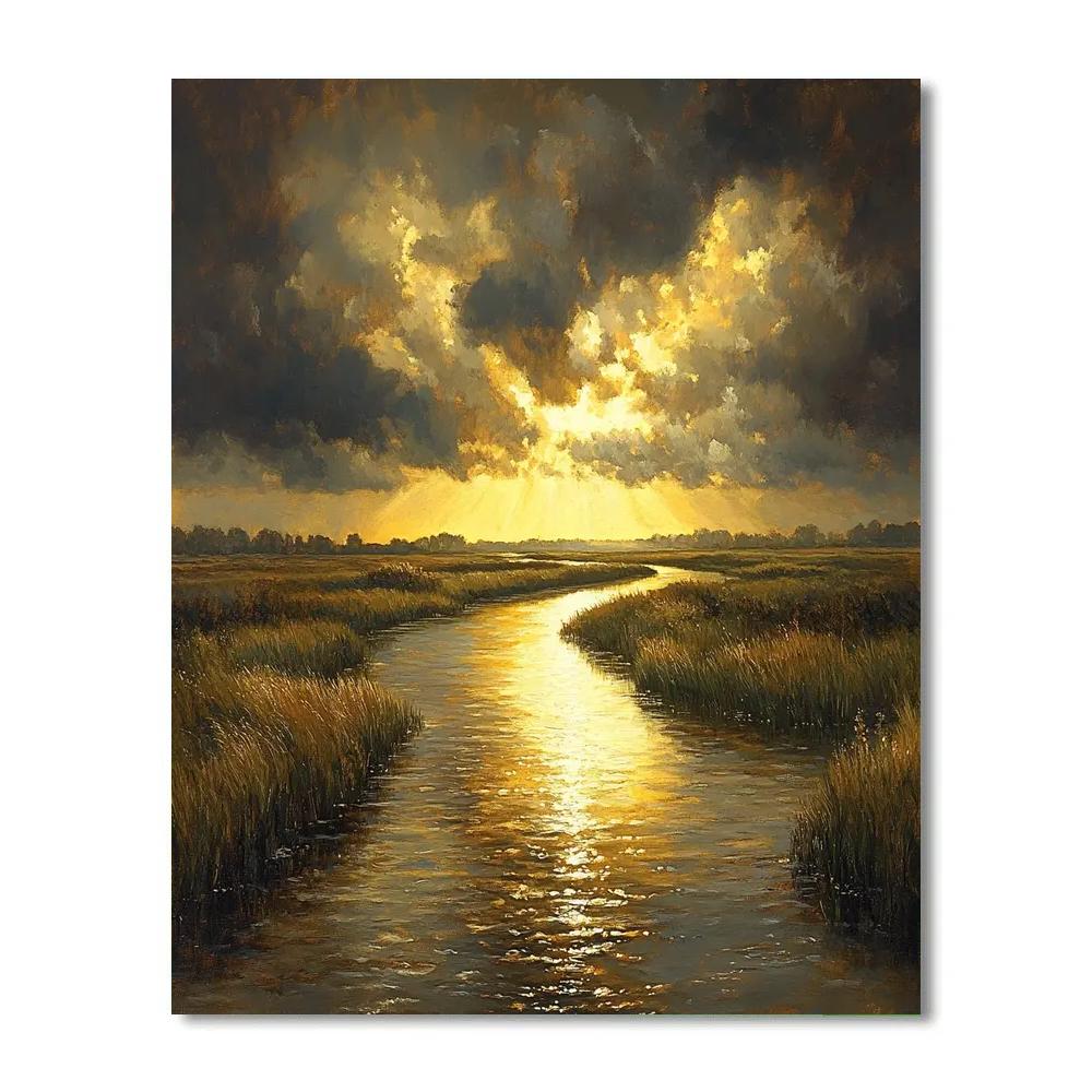 Rembrandt Inspired River Glow Under Moody Skies Painting by numbers kit