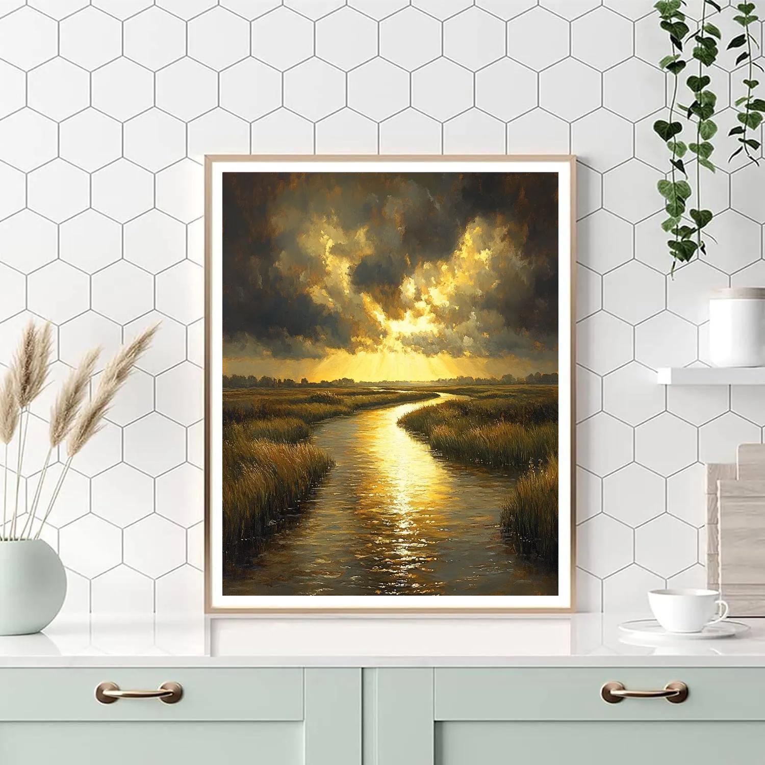 Rembrandt Inspired River Glow Under Moody Skies Painting by numbers kit