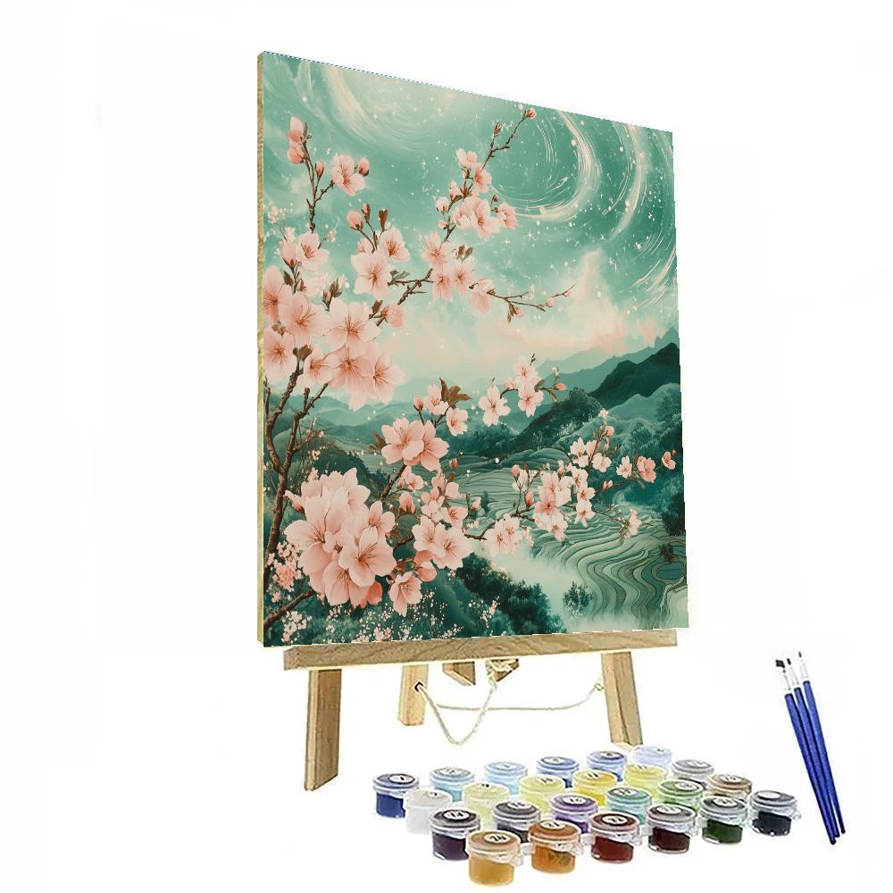 Hiroshige Inspired Nebula Cherry Grove painting number kit