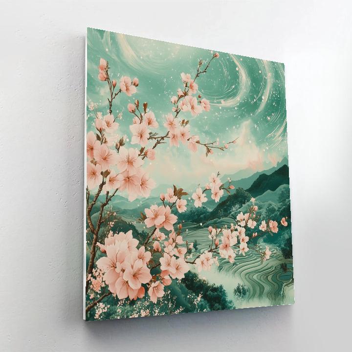 Hiroshige Inspired Nebula Cherry Grove painting number kit