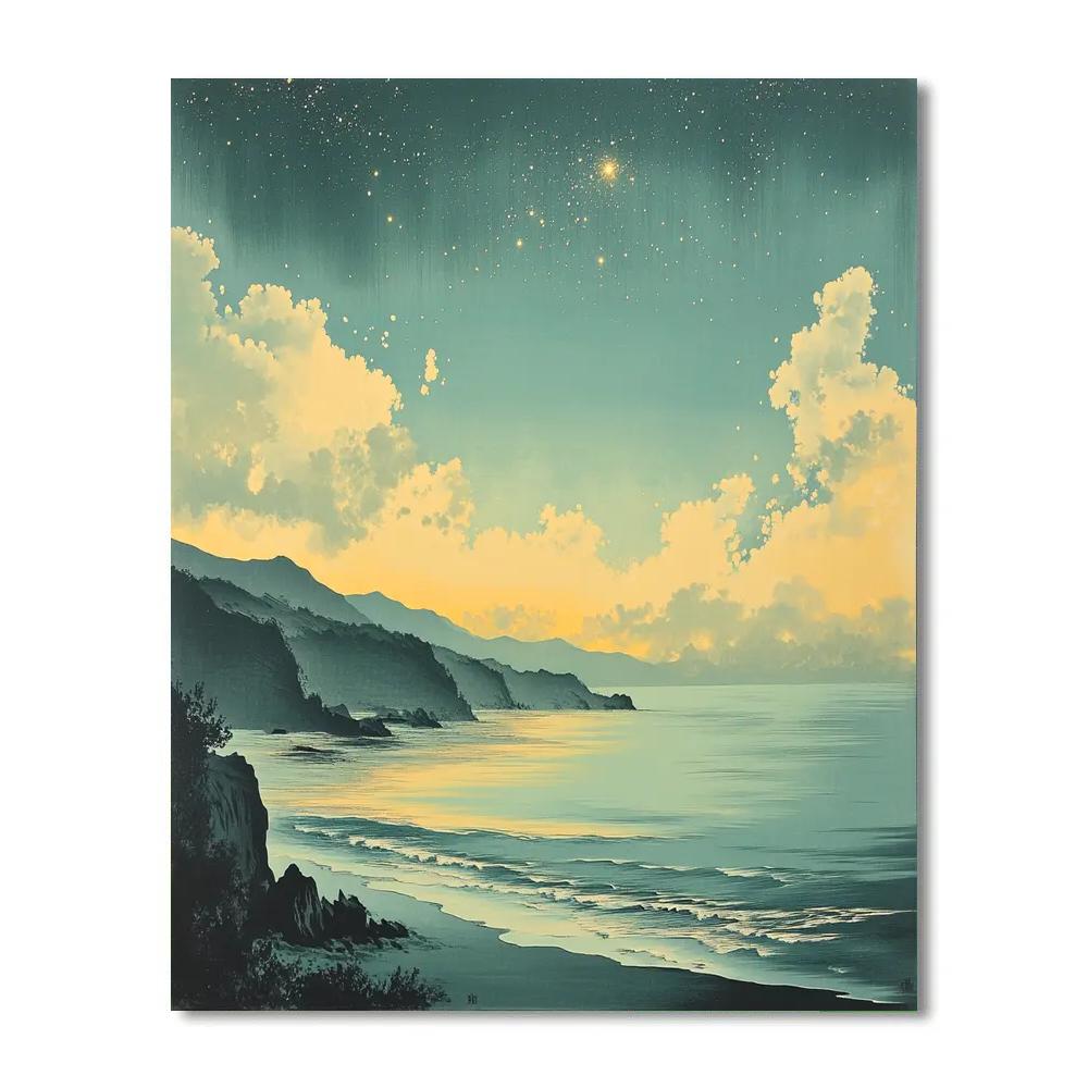 Hiroshige Inspired Starlit Coastal Horizon Painting by numbers kit