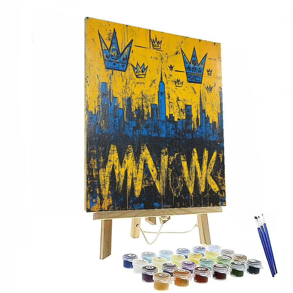 Jean-Michel Basquiat Inspired Echoes Of The Urban Sky paint by number