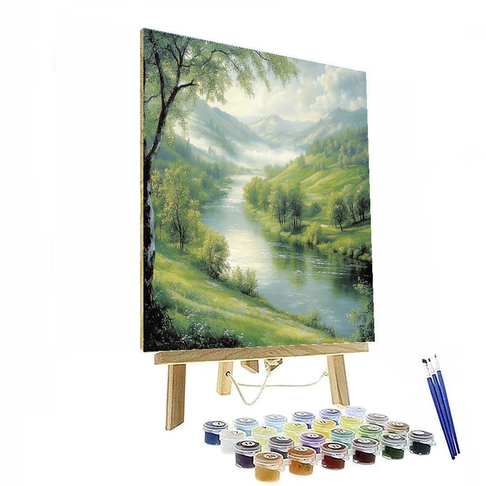Zhao Mengfu Inspired Tranquil River Numbered painting kits