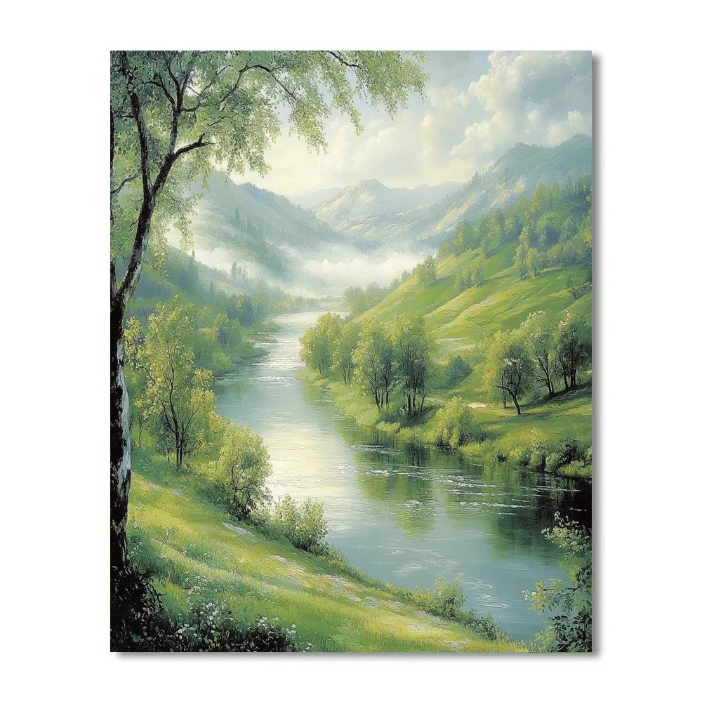 Zhao Mengfu Inspired Tranquil River Numbered painting kits
