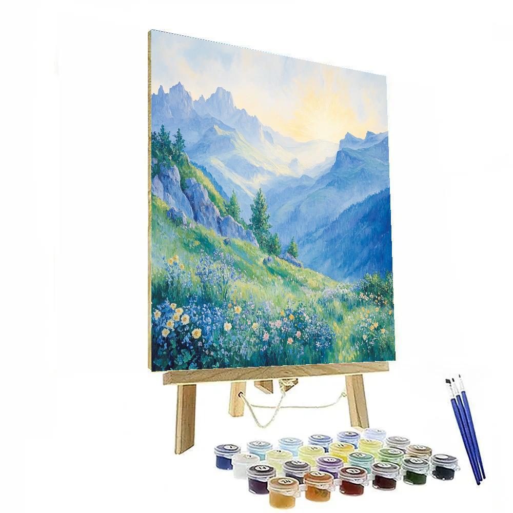 Paul Cézanne Inspired Dreamy Mountain Vista paint by number