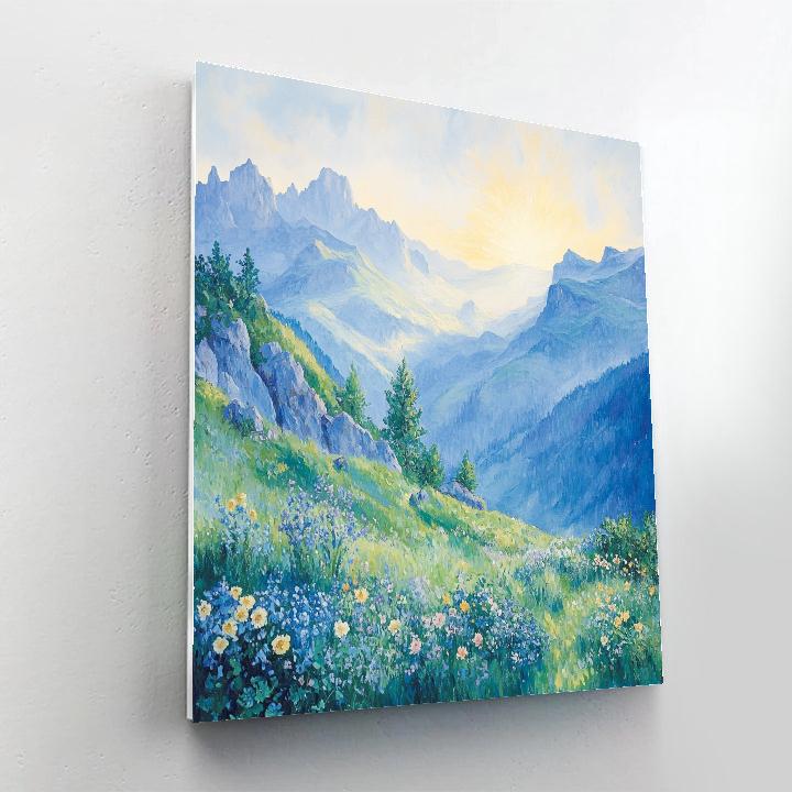 Paul Cézanne Inspired Dreamy Mountain Vista paint by number