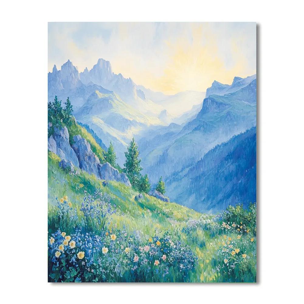 Paul Cézanne Inspired Dreamy Mountain Vista paint by number