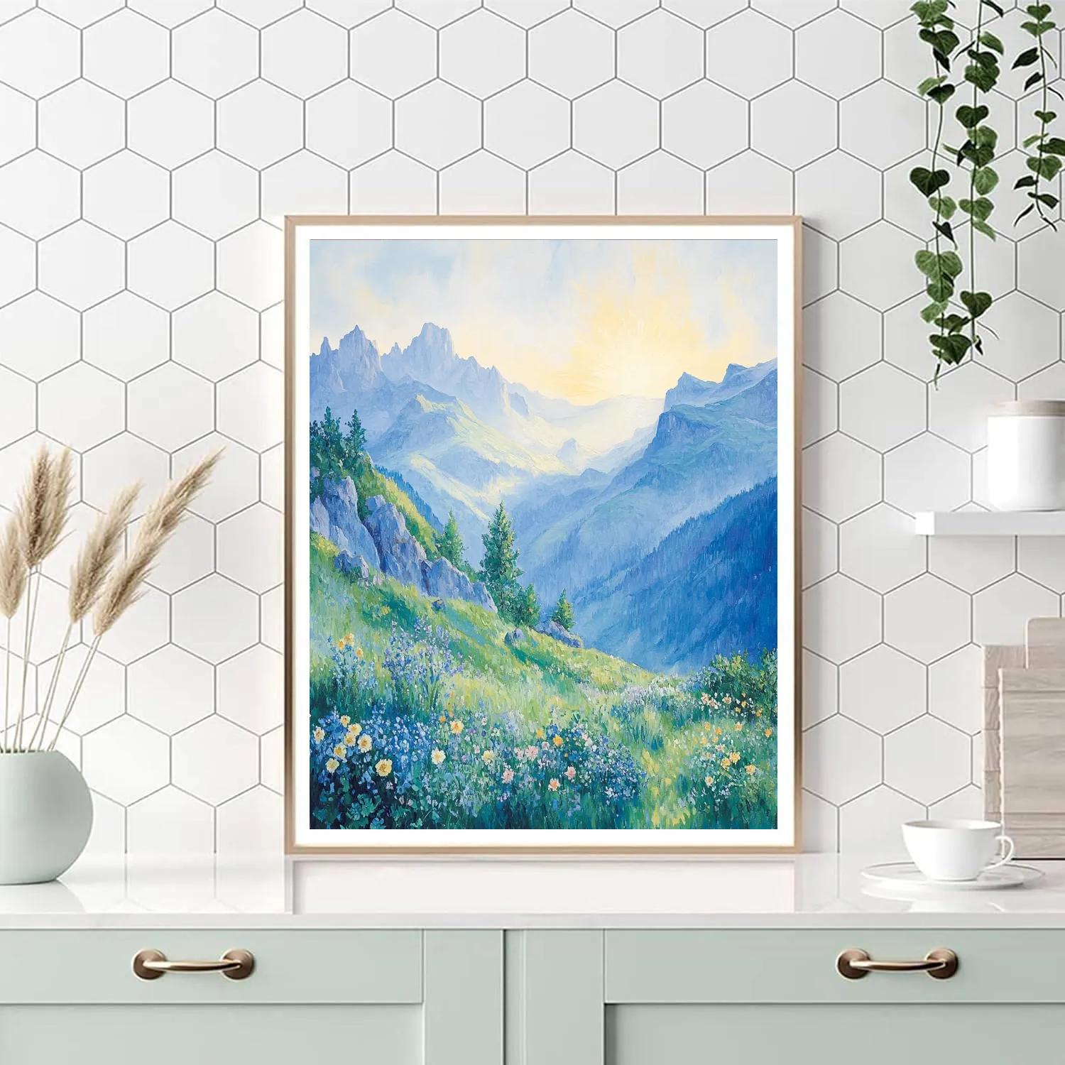 Paul Cézanne Inspired Dreamy Mountain Vista paint by number