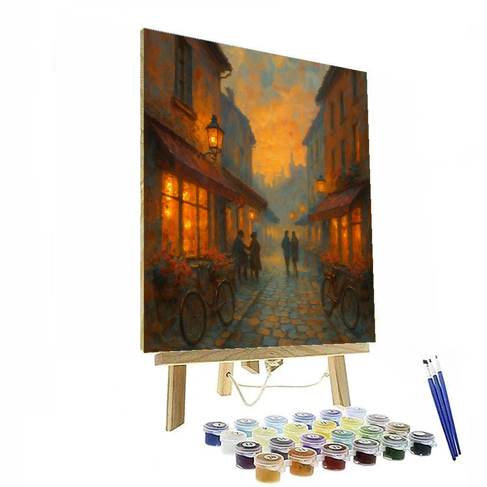 Sunset Lantern Alley Cityscape Paint by numbers kits