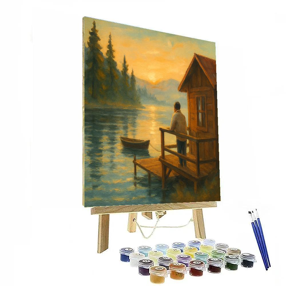 Sunrise Cabin Serenity By The Lake Numbered painting kits