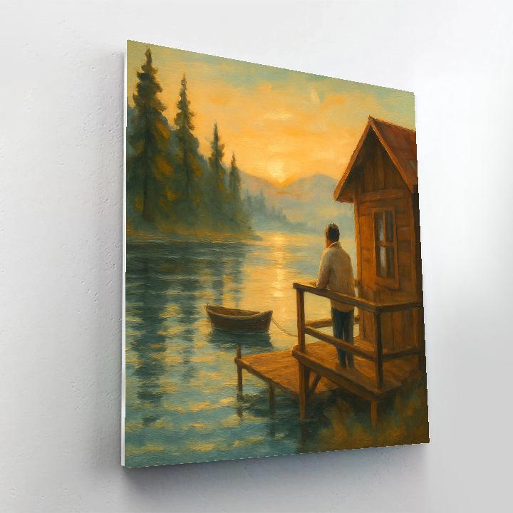 Sunrise Cabin Serenity By The Lake Numbered painting kits