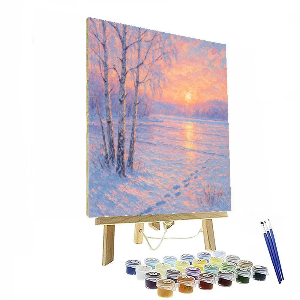 Sunrise Over Frozen Lake Winter Landscape DIY paint by numbers