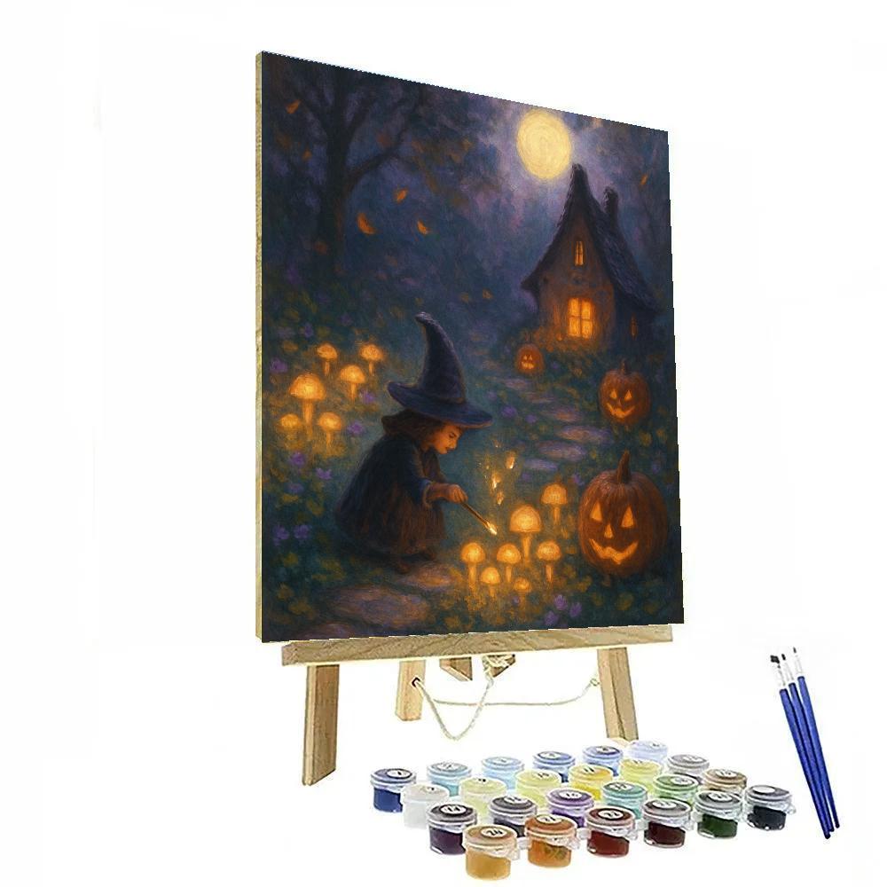 Moonlit Witchs Garden Cottage painting number kit