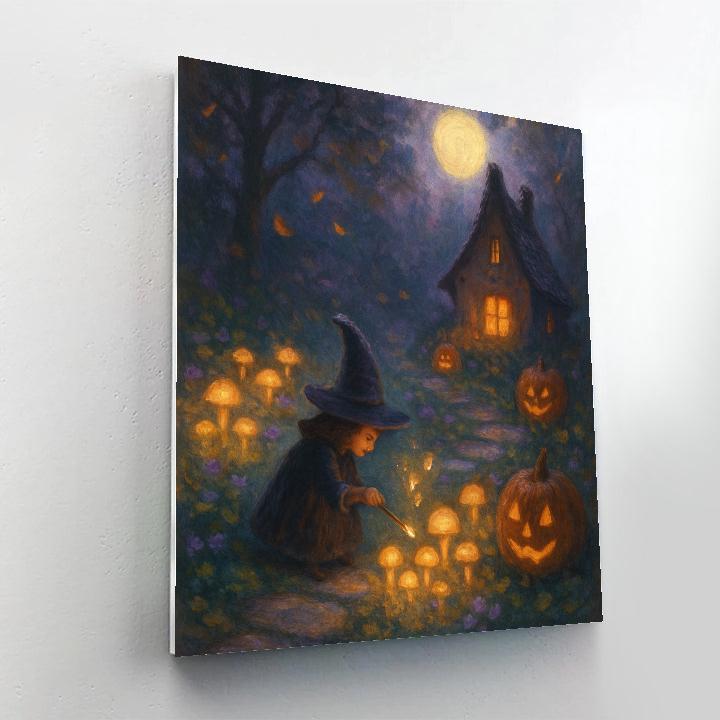 Moonlit Witchs Garden Cottage painting number kit