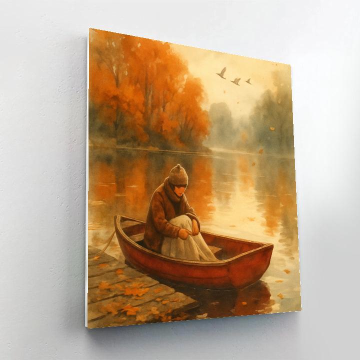 Autumn Reflections With Cozy Rowboat painting number kit