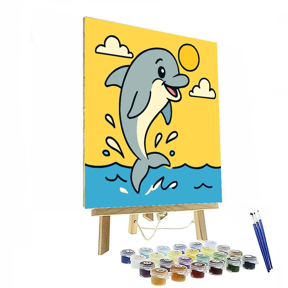 Playful Dolphin Splashing In Ocean paint by numbers
