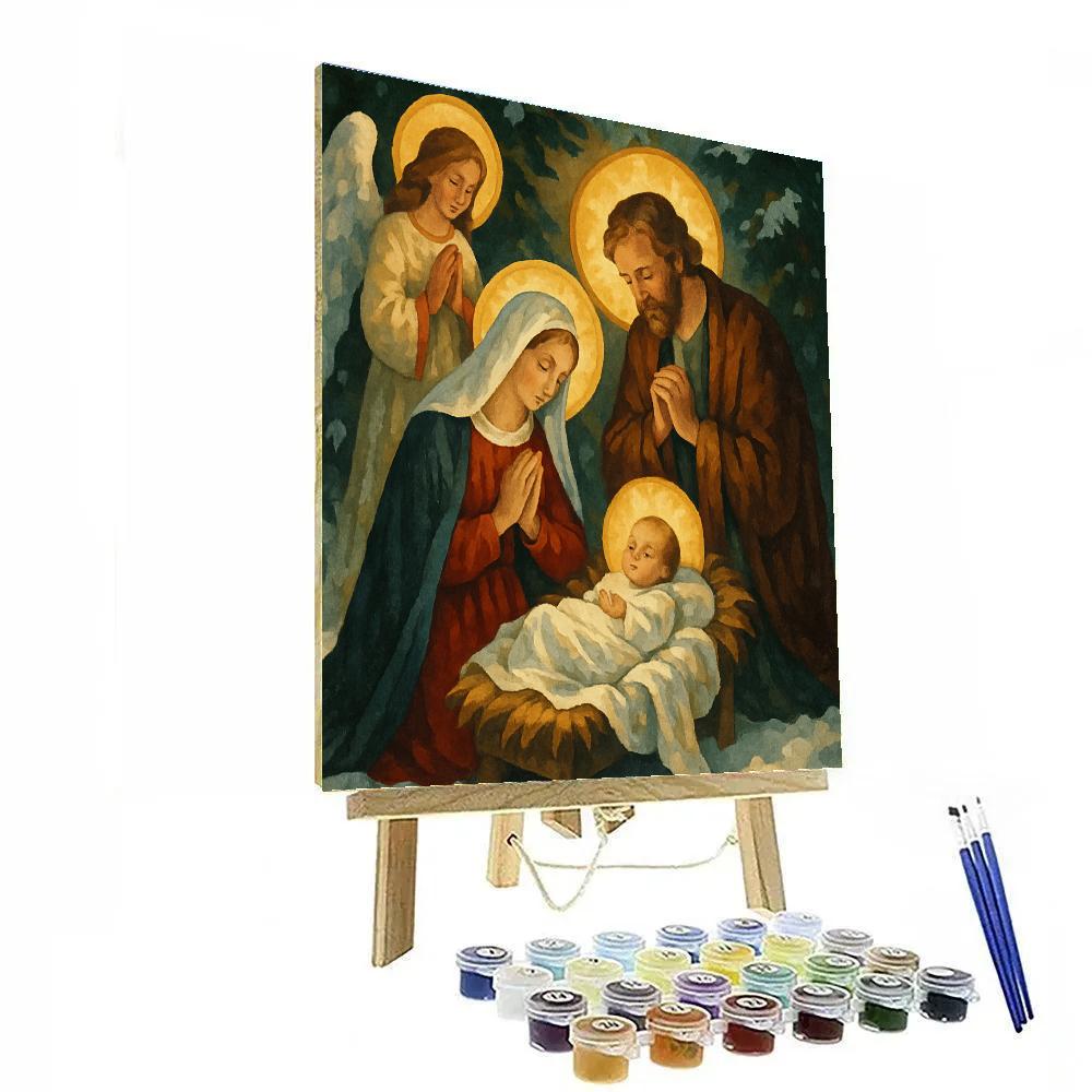 Evening Nativity Glow Painting by numbers kit