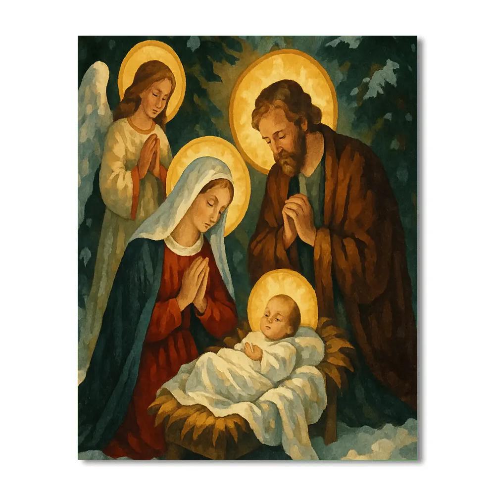 Evening Nativity Glow Painting by numbers kit