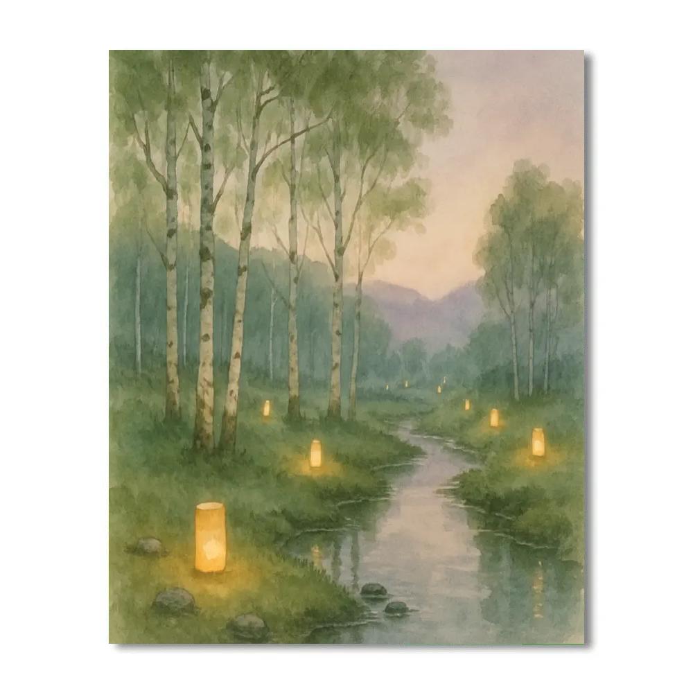 Birch Lantern Valley painting number kit