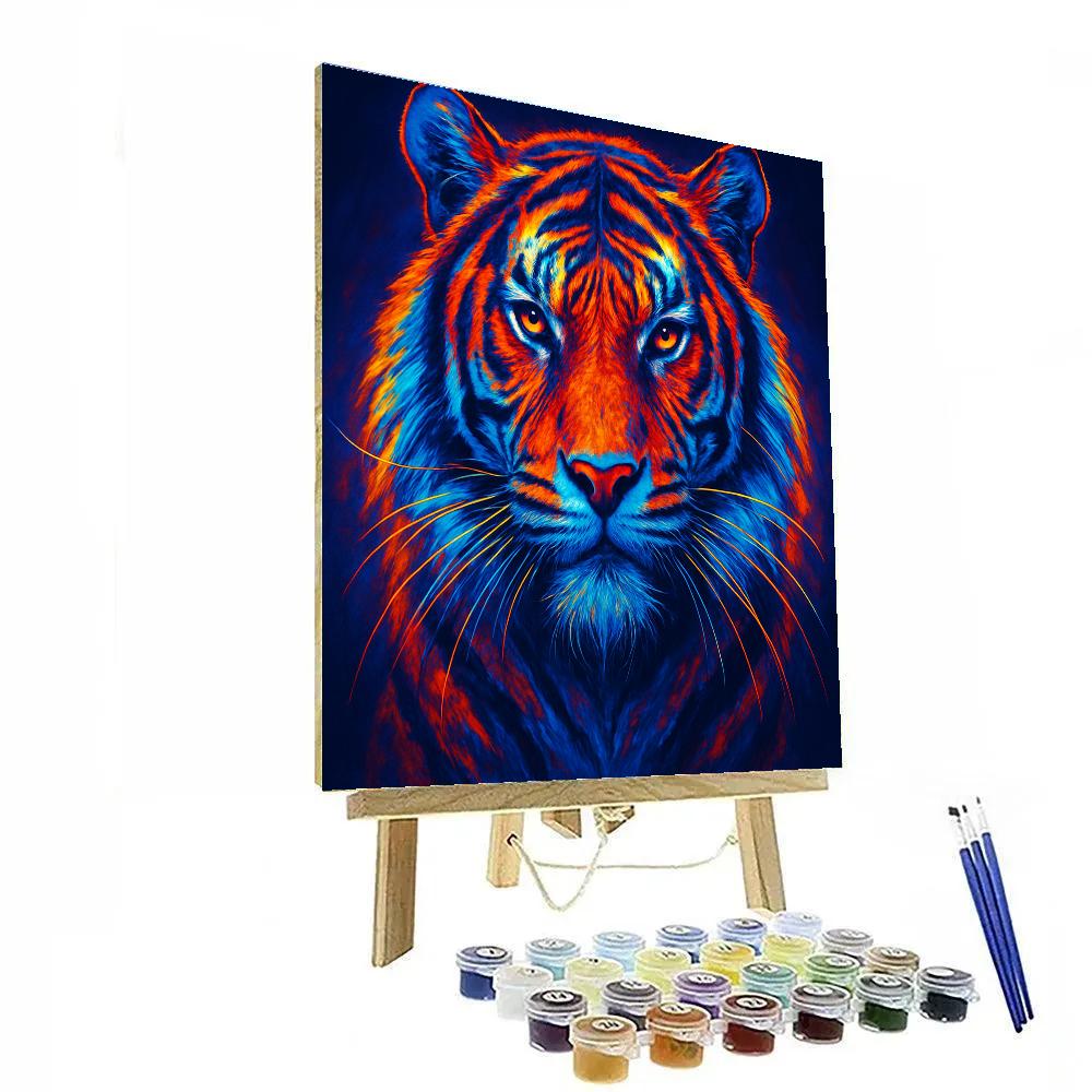 Tiger With Neon Halo Paint by numbers art
