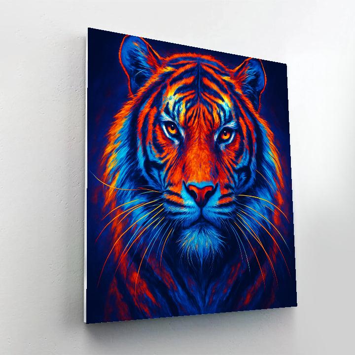 Tiger With Neon Halo Paint by numbers art