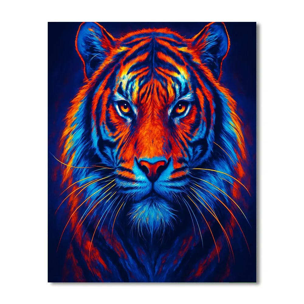 Tiger With Neon Halo Paint by numbers art