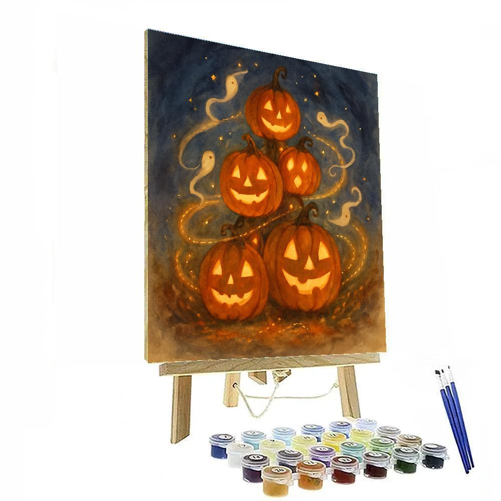Stacked Jack O Lantern Carousel Number painting