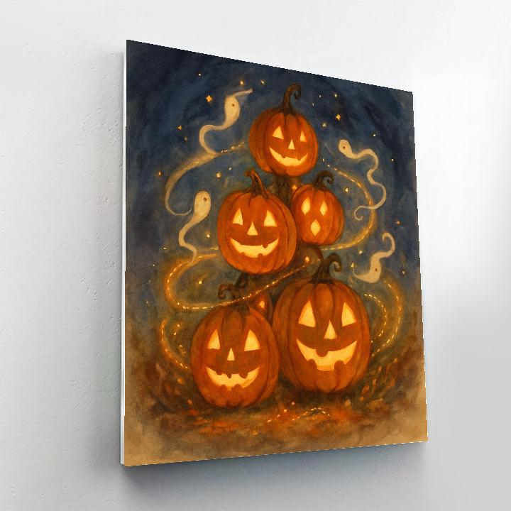 Stacked Jack O Lantern Carousel Number painting