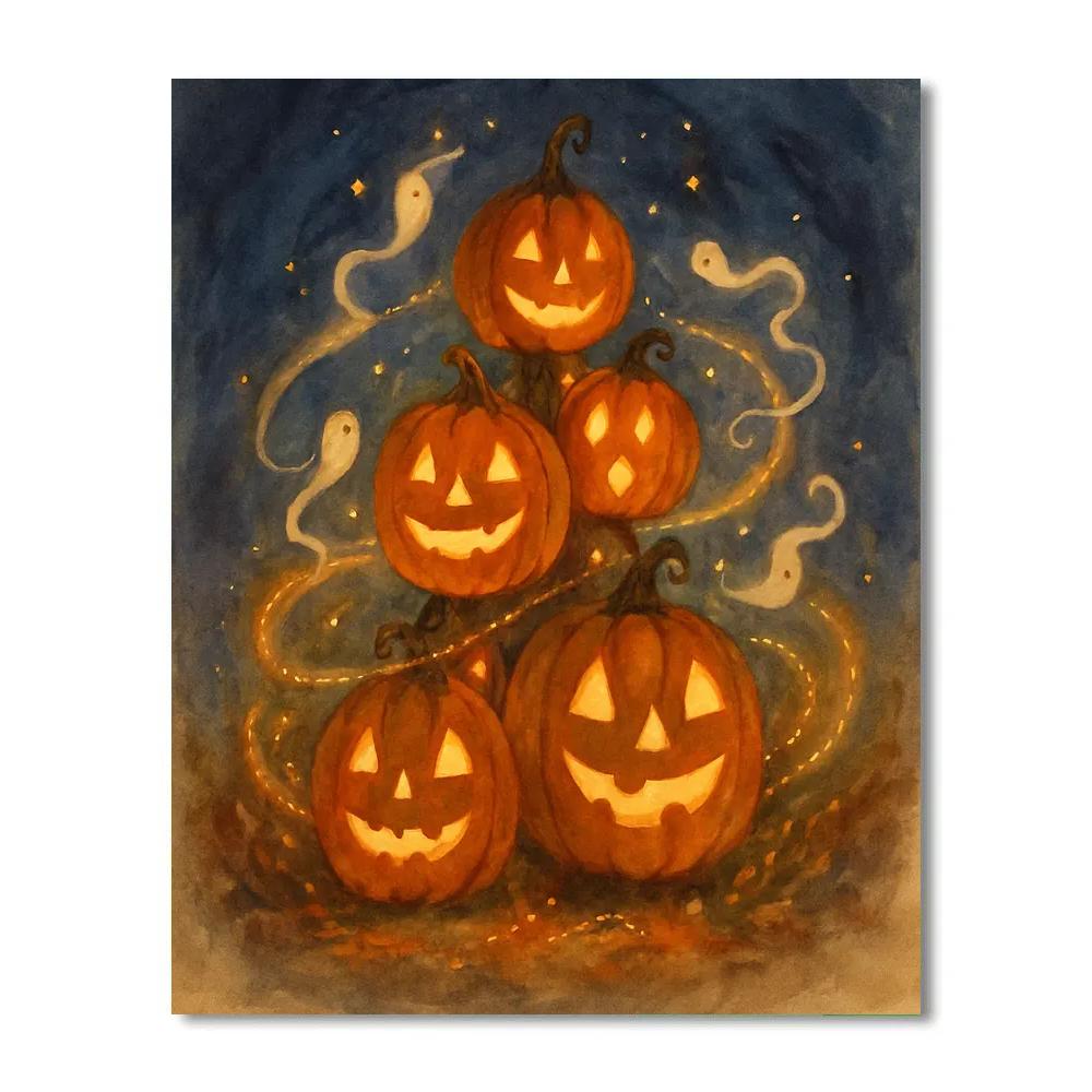 Stacked Jack O Lantern Carousel Number painting