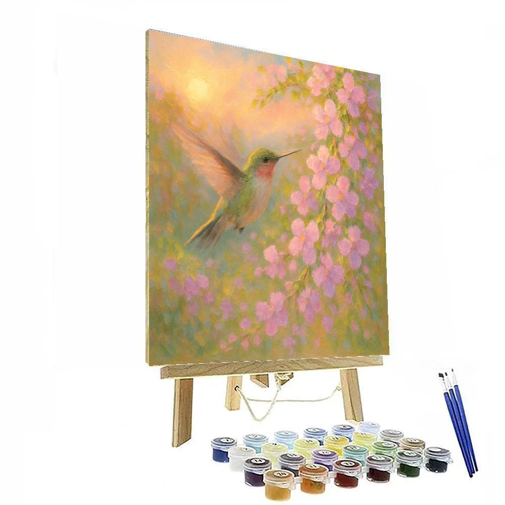 Hummingbird Near Spring Blossoms Painting by numbers kit