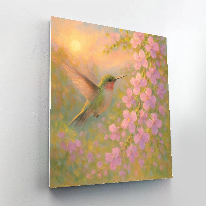 Hummingbird Near Spring Blossoms Painting by numbers kit