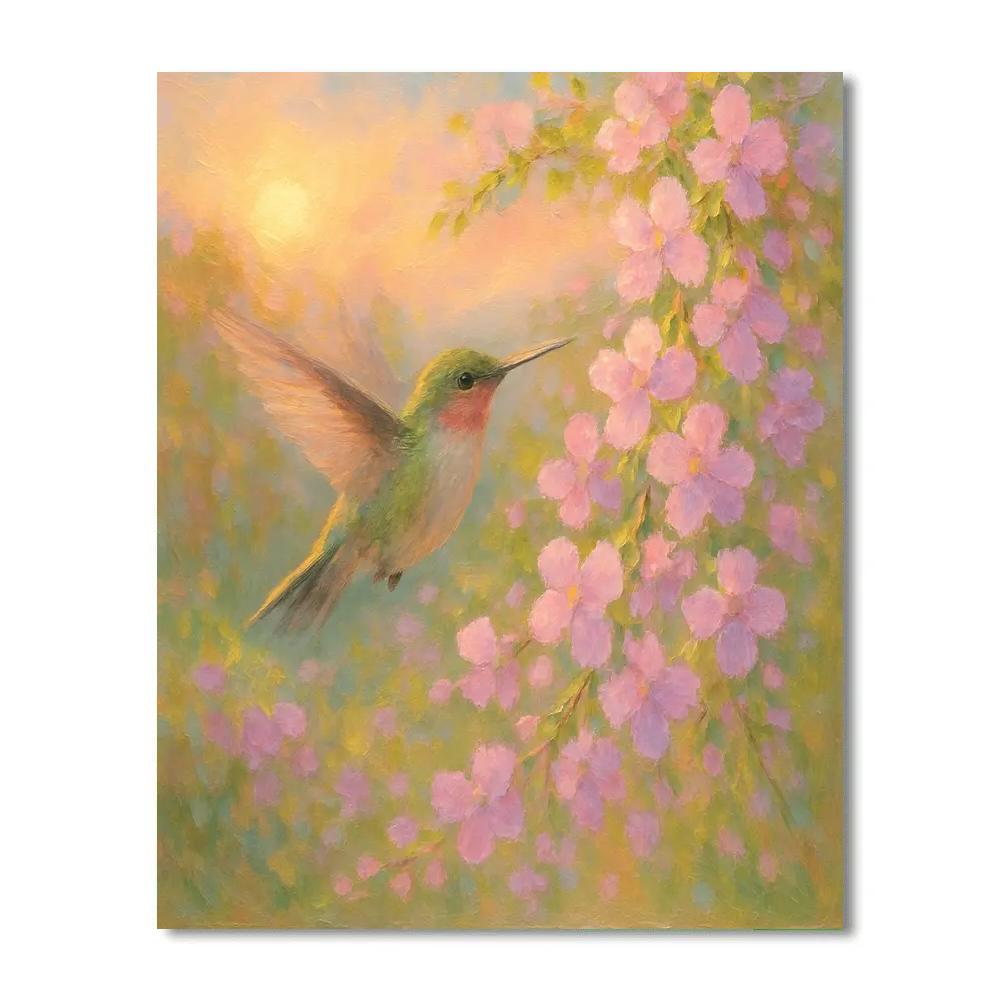 Hummingbird Near Spring Blossoms Painting by numbers kit