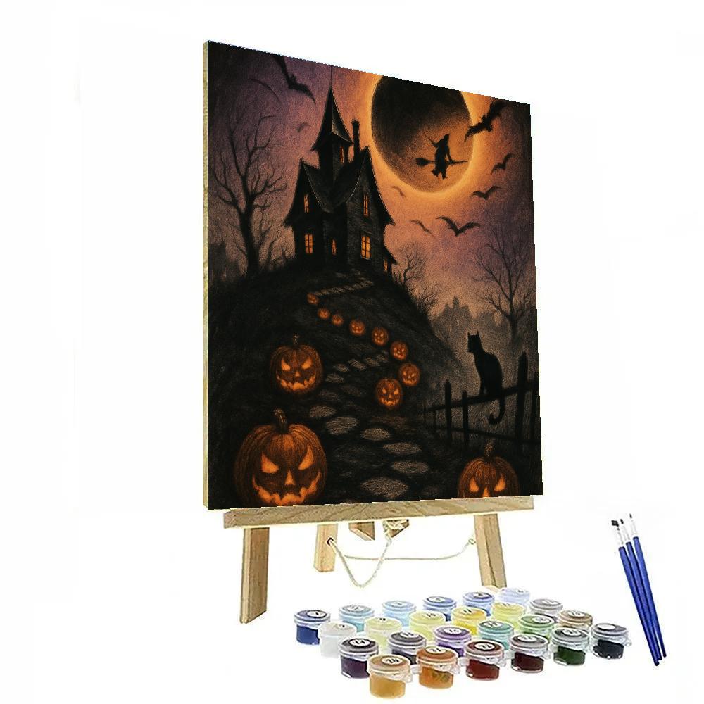 Halloween Moonlit Lair painting number kit