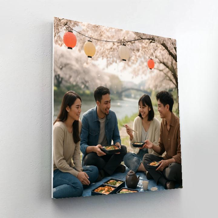 Hanami Spring Picnic Beneath Blossoms Painting by numbers kit