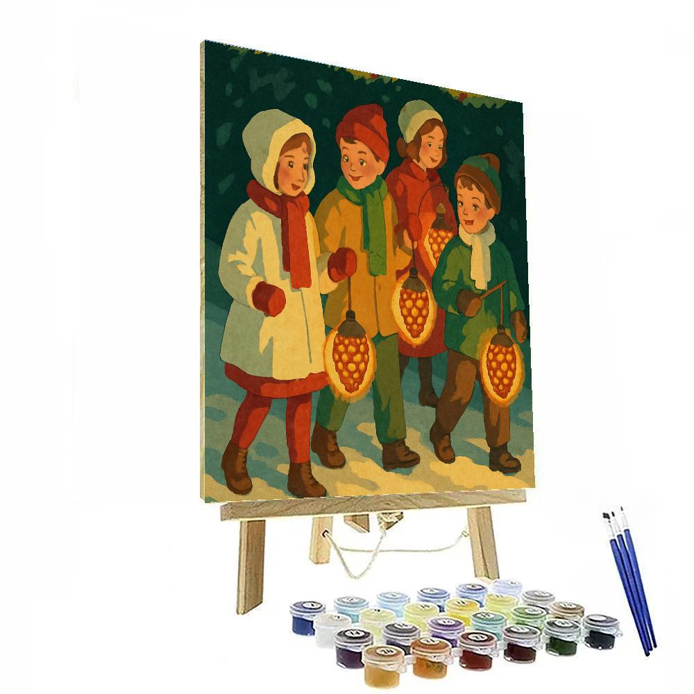 Pinecone Lantern Parade DIY paint by numbers